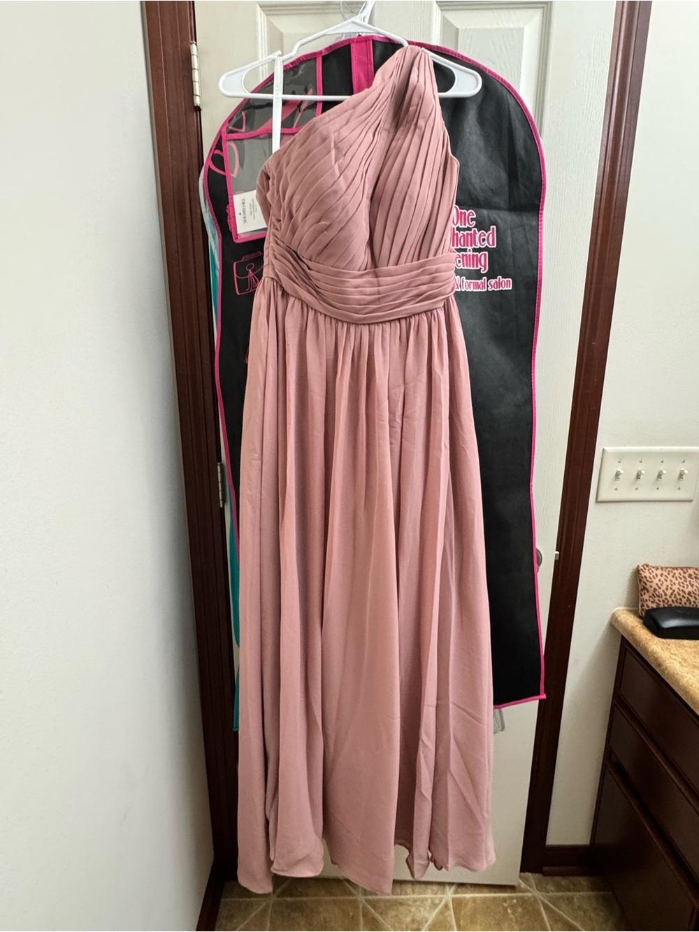 Azazie One-Shoulder Blush Pink Bridesmaid Dress